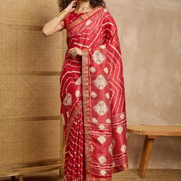 all about you Zari Embellished Leheriya Saree-picture-55