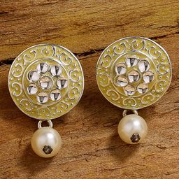Estele Gold-Plated Floral Drop Earrings-image-92
