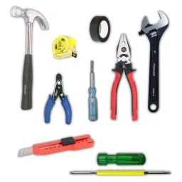 FADMAN Hand Tool Kit Plier, Measuring Tape, Cutter, Wire Cutter, Tape, Tester, Screwdriver, Claw Hammer, Wrench (Pack of 9)-39