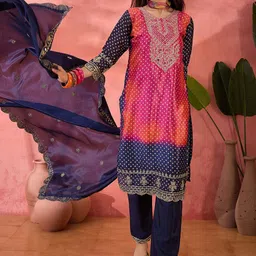 Sangria Bandhani Printed with Embroidered Kurta With Trousers & Dupatta-45