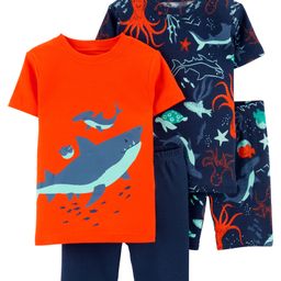 Carter's 4-Piece Shark 100% Snug Fit Cotton PJs - Red Navy-image-91