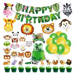 Zyozi Jungle Safari Birthday Decorations Combo Multicolor - Pack of 56-image-101