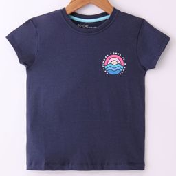 Doreme Single Jersey Knit Half Sleeves T-Shirt Wave Print - Navy Blue-picture-26