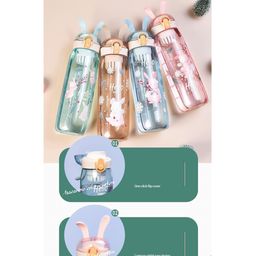 YAMAMA Cute Rabbit Printed Design Water Bottle With Fruit Infuser BPA-Free for Kids And Adults 600 ml  Color May Vary-image-21