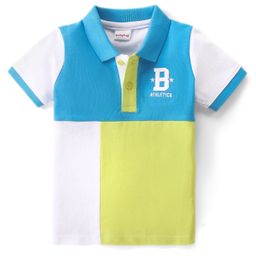 Babyhug Cotton Half Sleeves Cut & Sew Polo T-Shirt With Embroidery - Multicolor-image-2