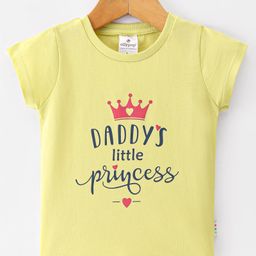 Ollypop Cotton Knit  Half Sleeves  T-Shirt with Text Print -  Lime-9