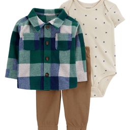 Carter's 3-Piece Plaid Fleece Little Jacket Set - Green-image-25