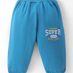 Tango Looper Knit Full Length Track Pant with Text Embroidery -Blue-picture-17