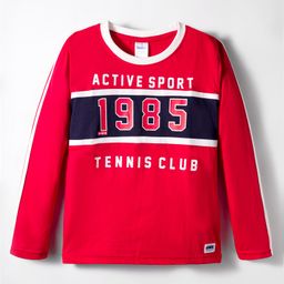 Taeko Single Jersey Knit Full Sleeves T-Shirt with Sport Theme Text Print - Red-picture-6