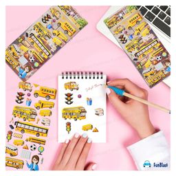 Bunie School Bus Theme 3D Puffy Stickers Set  Pack of 2 Sheets Multicolor image 2