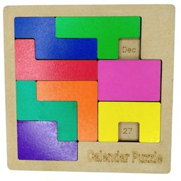 GYANOTOY Wooden Number Sequencing & Calendar Tetris Puzzle2-Game Set image 2