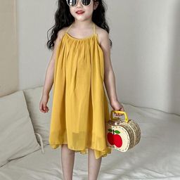 LULU & SKY Girls Gathered or Pleated Halter Neck Backless Dress-image-10