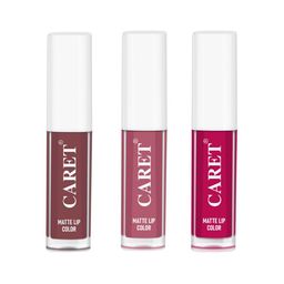 CARET ORGANIC Set Of 3 Super-Pigmented Liquid Matte Lipsticks - 2 ml Each - 1 - 2 - 5-3