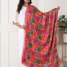 ZOOMBIE Printed Bandhani Dupatta with Mirror Work-picture-3