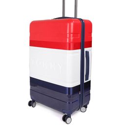 Tommy Hilfiger Red & White 4 Wheels 360-Degree Rotation Large Hard Trolley Bag image 2