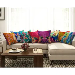 SEJ by Nisha Gupta Multicolor Cushion Covers - Set of 8-image-6