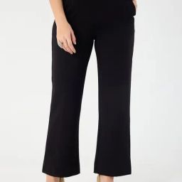 FEMMELLA Black Regular Fit Solid Formal Trousers-image-71