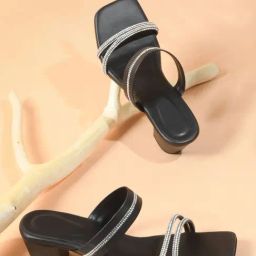 The White Pole Women's Black Casual Sandals-image-63