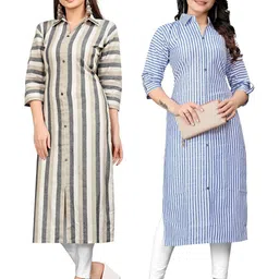 MANTRA DESIGNER Women Pack Of 2 White Khadi Kurtas-picture-13