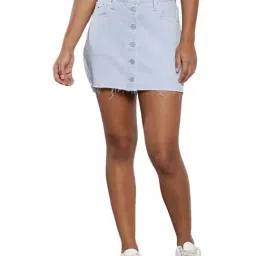 TOMMY HILFIGER Sky Blue Cotton Mini Skirt-picture-6
