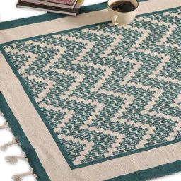 Peepul Tree Ivory Cotton Floral Rug (3 x 5 ft)-23