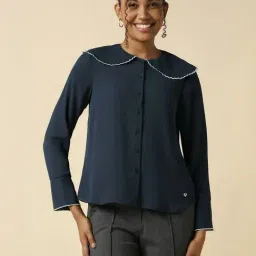 Allen Solly Navy Formal Shirt-image-7