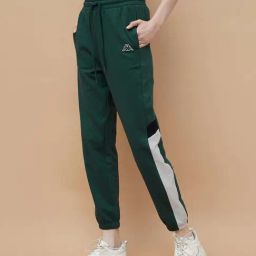 Kappa Dark Green Cotton Regular Fit Color-Block Sports Trackpants-11