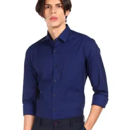 Arrow Blue Cotton Regular Fit Self Pattern Shirt-picture-38
