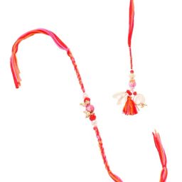 NVR Multicolor Artificial Stones & Beads Bhaiya Bhabhi Rakhi - Set of 2 image 3