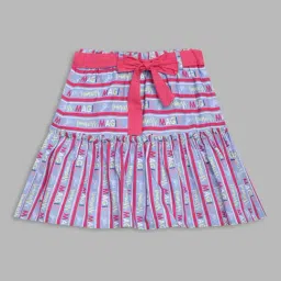 Blue Giraffe Kids Purple Printed Skirt with Ribbon Belt-image-48