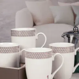 Goodhomes White Porcelain Coffee Mugs - Set of 4 (360ml)-35