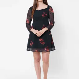 MISH Black Printed Fit & Flare Dress-picture-39