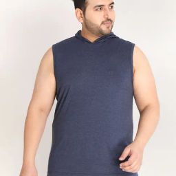 Chkokko Blue Melange Cotton Regular Fit T-Shirt-image-60