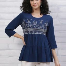 Rangriti Blue Printed Tunic-image-25