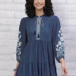 Rangriti Blue Printed Tunic-image-12