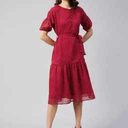 Rare Maroon Self Design Midi Dress-picture-12