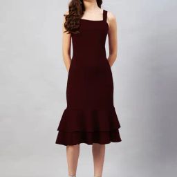 Rare Maroon Bodycon Dress-image-83