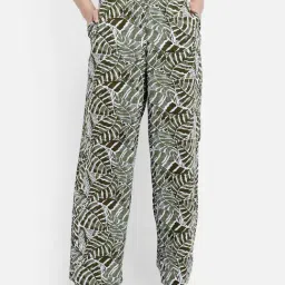 Aditi Wasan Green Tropical Print Regular Fit Mid Rise Palazzos-image-36