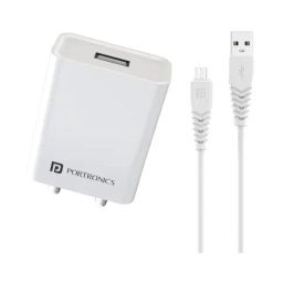 Portronics Adapto 62 M USB Wall Charger Fast Charging Adapter with Micro USB Cable (White)-image-73