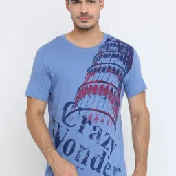 Masculino Latino Blue Cotton Regular Fit Printed T-Shirt-picture-21