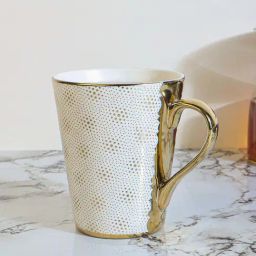Femora Golden & White Bone China Coffee Mug (0.33 L) - Set of 3-5