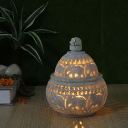 Aapno Rajasthan White Soapstone Tealight Holder-40