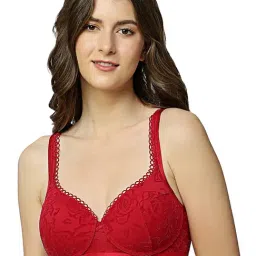 Triumph Red Embroidered Half Coverage Everyday Bra-12