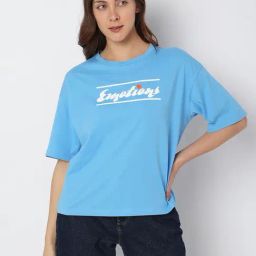 Vero Moda Blue Cotton Graphic Print T-Shirt-picture-26