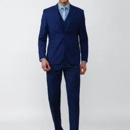 Men Blue Solid Slim Fit Formal Four Piece Suit-picture-15
