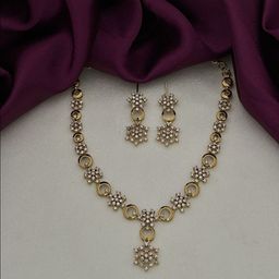 Rujve Jewellery Gold-Plated Stone-Studded Jewellery Set-image-13