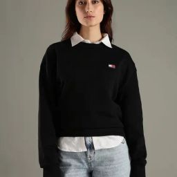 Tommy Hilfiger Black Cotton Relaxed Fit Sweatshirt-image-55