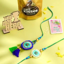 NVR Multicolor Artificial Beads Bhaiya Bhabhi Rakhi - Set of 2-0