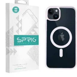 Sprig Transparent Magnetic Back Cover for Apple iPhone 13 (Pink)-image-96