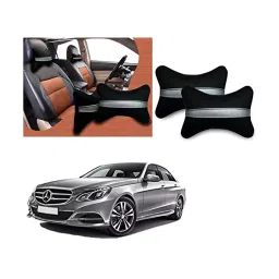 Auto Pearl Black Silver Strip Car Neck Cushion/Neck Pillow Compatible with Mercedes E220-23